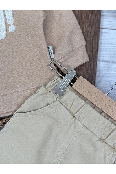 ADDA Embroidered Printed Sweatshirt Canvas Pants Beret 3-Piece Baby Boy Set