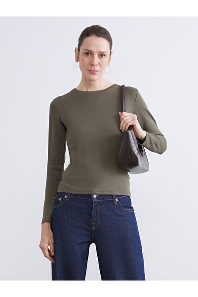 LC Waikiki Khaki Crew Neck Women's Bodysuit