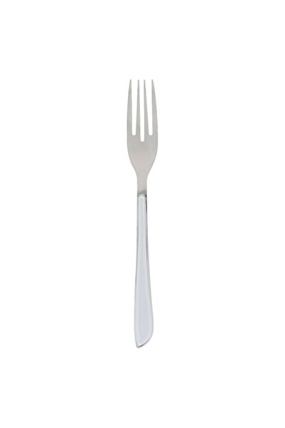 SHOPIENS Large Stainless Steel Fork with White Handle Detail, 21 cm
