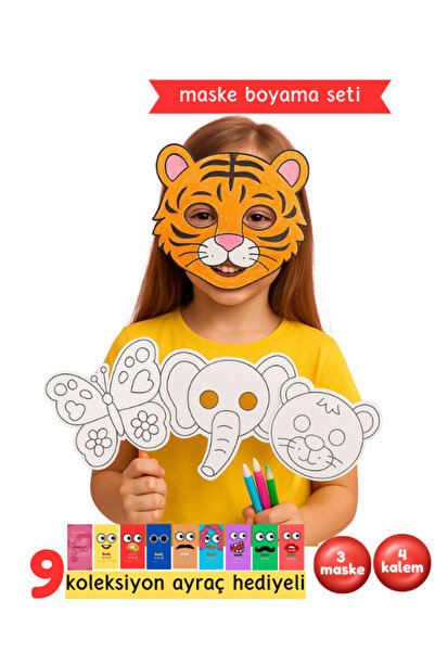 Pembe Yayınevi Maske Boyama - Çocuklar İçin Boyama Seti - Eğlenceli Aktivite