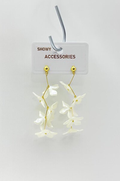 Kumsal Allure Flower Dangle Earrings - Lightweight Accessory with Gold Detail