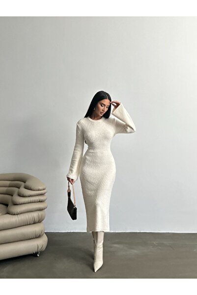 Bleu Petite Doku Detaylı Triko Uzun Kadın Elbise