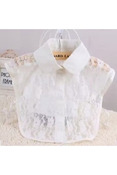 KESNUP False shirt collar, removable, classic lace pattern, White