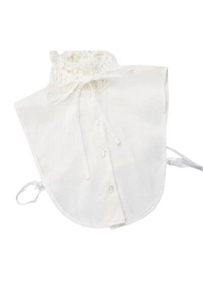 KESNUP False shirt collar, removable, pleated tunic-style neck, Yellowish white
