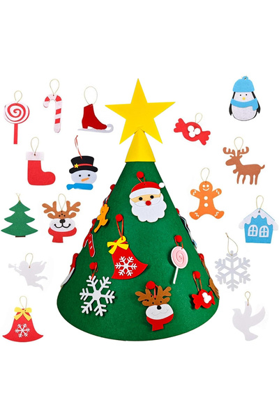 OEM Brad de Crăciun din fetru 3D cu ornamente pentru decor