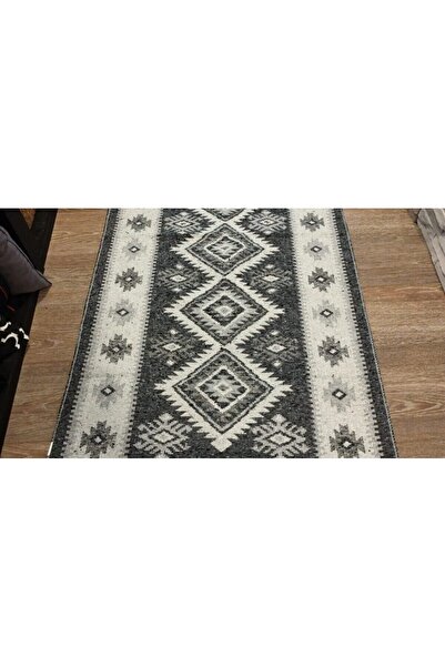 OMS Traditional rug, double-sided, 60x150 cm, gray and white, ROMB pattern