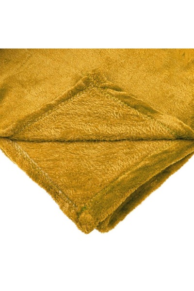 SHOPIENS Double Plush Blanket Shopiens®, Mustard Yellow, 230 x 220 cm
