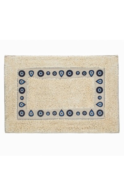 SHOPIENS Covoraș de baie bej cu imprimeu cu ochi albaștri, 60 x 40 cm