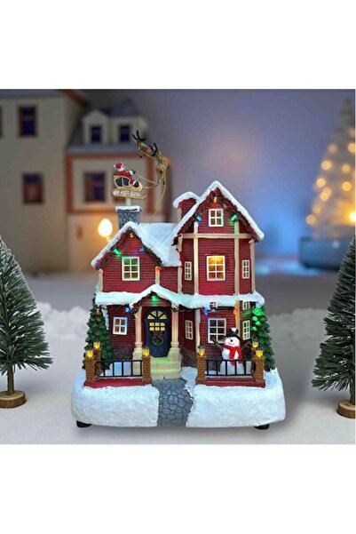 OEM Decoratiune Casa de Craciun Muzicala, cu Lumini LED, Animata, Lumina Multicolora, Santa cu Reni