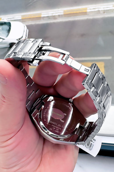 Daniel Klein Premium Erkek Kol Saati 3 Atm Su Geçirmez Gümüş Renk Çelik Kordon Doğaltaş Bileklik Dke2023c11