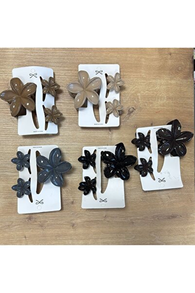 BUCHE Lotus Çiçek Desenli 3’lü Toka Seti – Büyük (7cm) & Küçük (4cm) Saç Klipsi