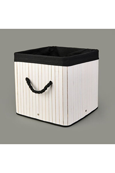 MATMEL Coș decorativ multifuncțional Living - Alb / Negru - 30x30x30 cm