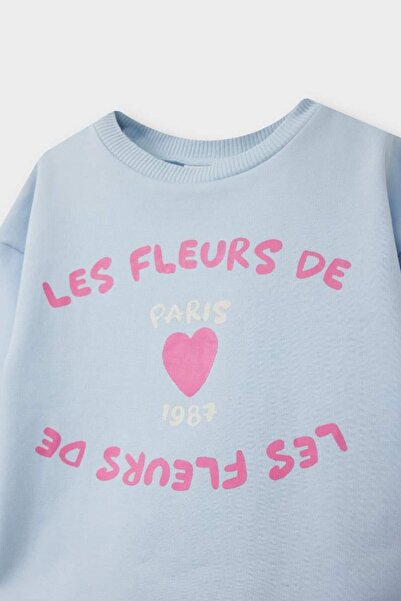 DeFacto Kız Bebek 2'li Takım Baskılı İçi Yumuşak Tüylü Sweatshirt Eşofman Altı (25 WN)