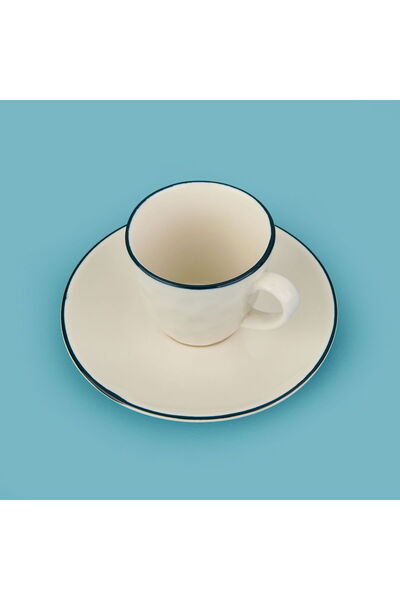 ASPARTAM Kitchen Hammer Set of 2 Cups - Cream / Blue - 90 ml