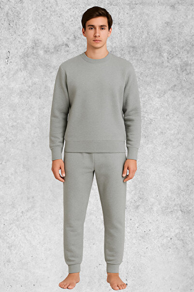 MOLICO Unisex New Season Cotton Seasonal Crew Neck Sweatshirt Sweatpants Combination 2 Piece Set Unprinted