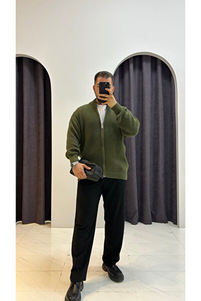 MERVENS High Collar Zipper Cardigan