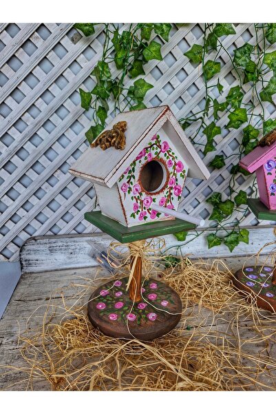 buraxe Nostaljik ,el yapımı ayaklı kuş evi,kişiselleştirilebilir renk,ev ,bah...