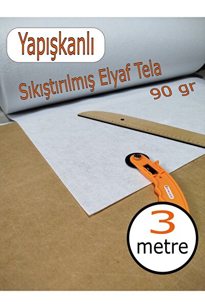 twowall Yapışkanlı Elyaf tela , dolgu telası , fitillik , sıkıştırılmış tela ( 3 metre uzunluk 90 cm en )