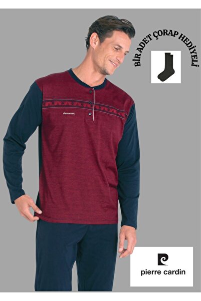 Pierre Cardin %100 Pamuk Jakarlı Düğmeli Bisiklet Yaka Pijama Takımı THCL6VR09PC
