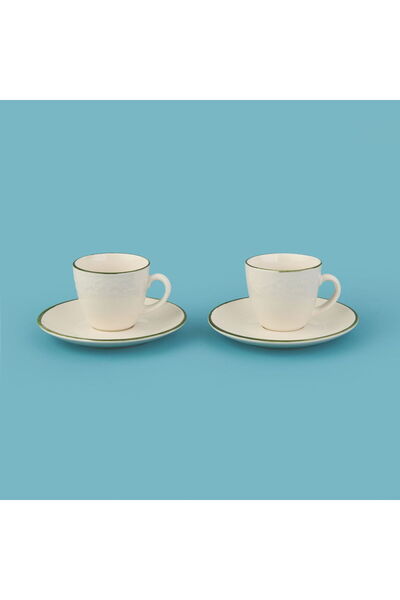 ASPARTAM Kitchen Arnea Set of 2 Cups - Cream / Green - 90 ml