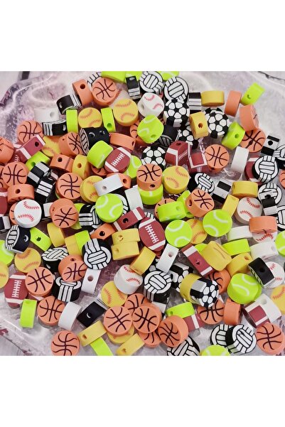 HERALDİS Karışık Spor Desenli Polimer Kil Fimo Boncuk – 30 Adet Takı ve Bilek...