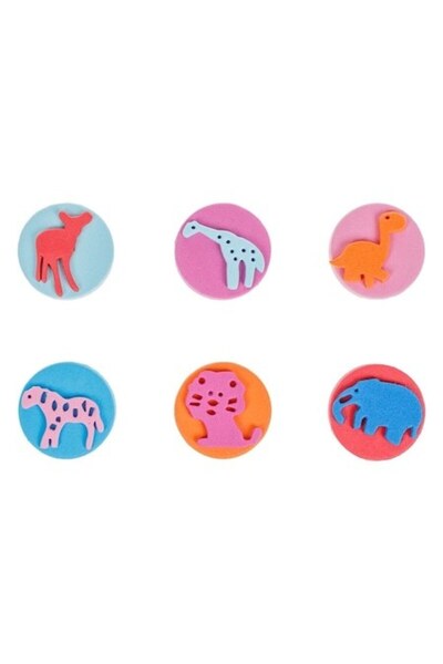 SHOPIENS Σετ 6 σφραγίδων ζωγραφικής με ζώα της ζούγκλας 4εκ.