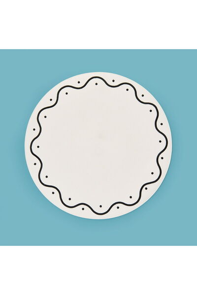 ASPARTAM Kitchen Round Leather Placemat - White / Black - 38 cm