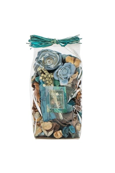 SHOPIENS Potpourri decorativ Shopiens® cu frunze si fructe de nuante maro si albastre, cu aroma de ocean, 18