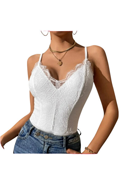 Fstyle Cami bodysuit with lace is a great addition, a distinctive shape for the body, used with clothes such as jeans, coats, etc.