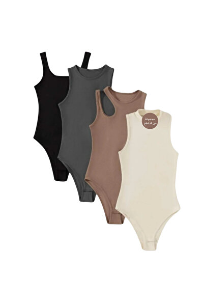 Fstyle A 4-piece bodysuit set with different designs, a distinctive body shape, used with clothes such as jeans or coats