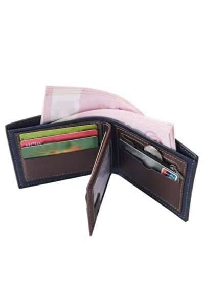 Fstyle Men's Short Wallet, PU Leather Bifold Wallet with 8 Card Slots, ID Card Holder for Business and Travel