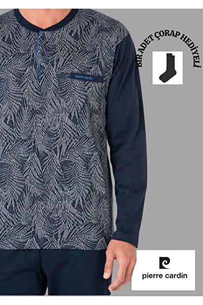 Pierre Cardin %100 Pamuk Jakarlı Düğmeli Bisiklet Yaka Pijama Takımı THCL6VR11PC