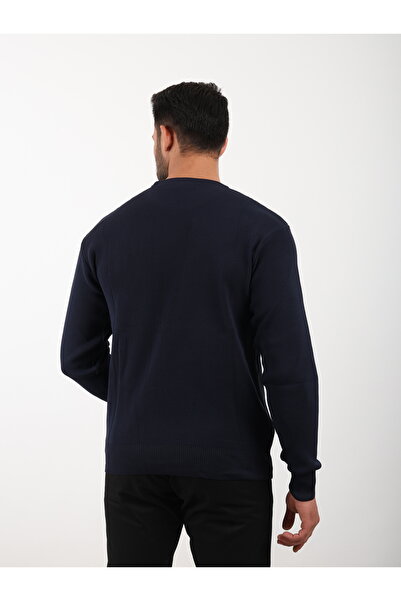 VALERO Men's Standard Fit Regular Cut Crew Neck Navy Blue Knitwear Sweater