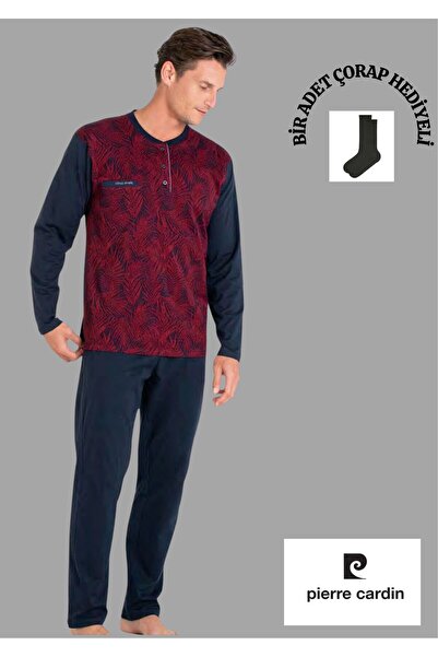 Pierre Cardin %100 Pamuk Jakarlı Düğmeli Bisiklet Yaka Pijama Takımı THCL6VR11PC