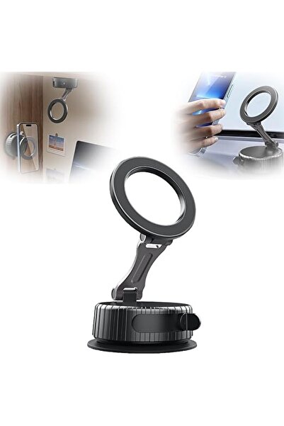 Generic TONGLUO For Mag-Safe Car Mount, Vacuum Suction Cup Magnetic Car Phone Holder, Portable Foldable Dash