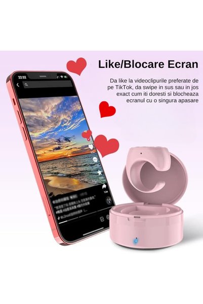 Inteliced Inel Clicker Controller Multifunctional cu Statie de Incarcare Roz