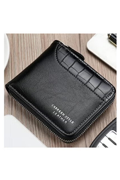 Fstyle New Men's Crocodile Embossed Leather Wallet, Multifunctional Zipper Wallet, Fashion Casual Wallet for Youth