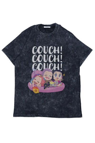 Fuddy Moda Tricou unisex cu imprimeu "Couch Couch Couch", lavabil, oversize, ...