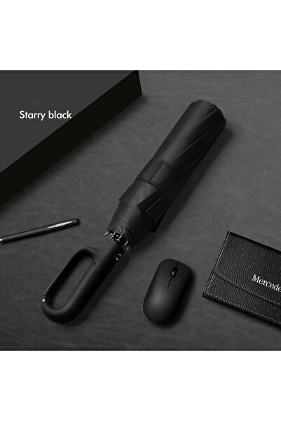 Choice مظلة أوتوماتيكية بالكامل بتصميم مشبك حلقي أسود 20 ضلعًا للرجال قابلة ل...