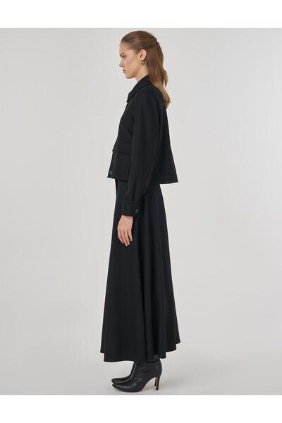 Kayra Wool Content Skirt Suit Black