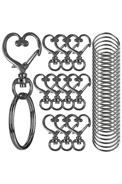 Choice 20 قطعة من خطافات التثبيت الدوارة على شكل قلب باللون الأسود مع حلقات م...
