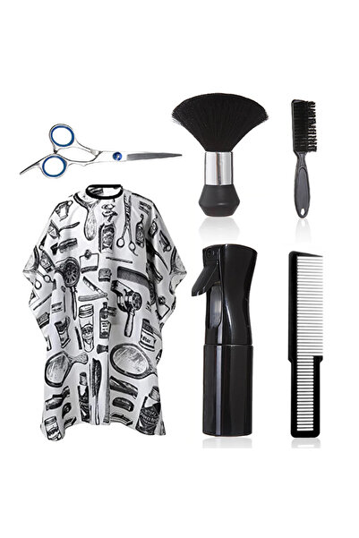 Choice مجموعة من 6 قطع - B مجموعة من 6 قطع لصالون الحلاقة الاحترافي المقاوم للماء وشال مريلة ومجموعة ورق شعر من النايلون