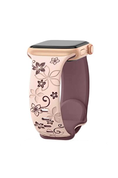 Apple Curea Ceas Watch Silicon Flowers Pink/Violet 42/44/45/46/49mm