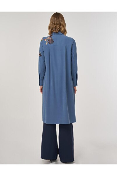 Kayra Floral Baskılı Rayon Tunik İndigo