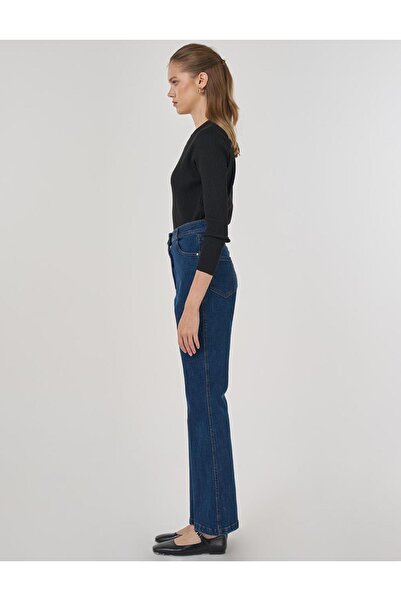 Kayra Flared Denim Pants Navy Blue
