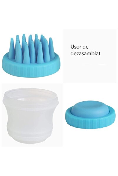 Doty Perie de spălat cu funcție de masaj pentru câini și pisici, rezervor de șampon, silicon moale, culoare albastră,