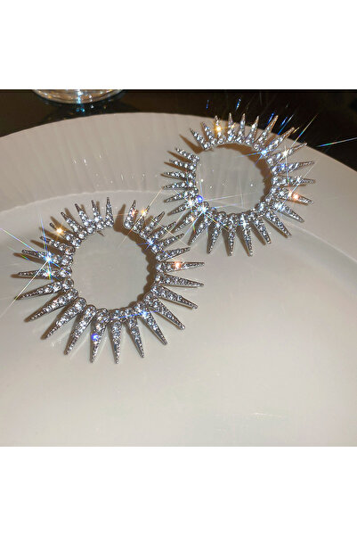 Choice HE15479-1 أقراط فاخرة من الكريستال المبالغ فيه على شكل دائرة كبيرة مرص...