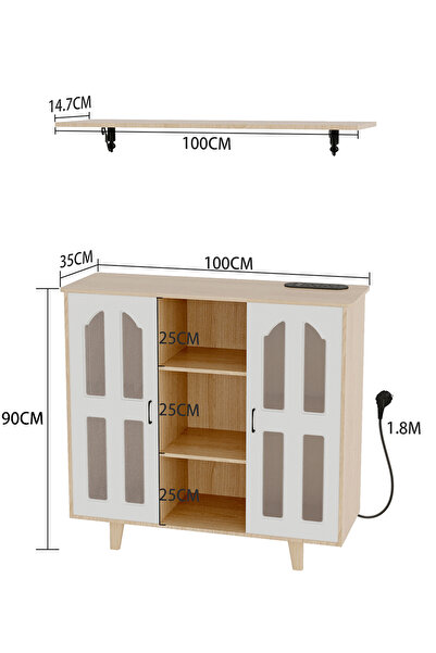 VariFurnx Coffee Corner Cabinet Bar with Floating Shelves And Acrylic Door Kitchen Bakers Rack Display Cabinet