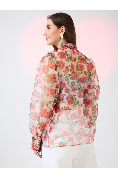 Globus By Styli Multi Floral Print Organza Shirt