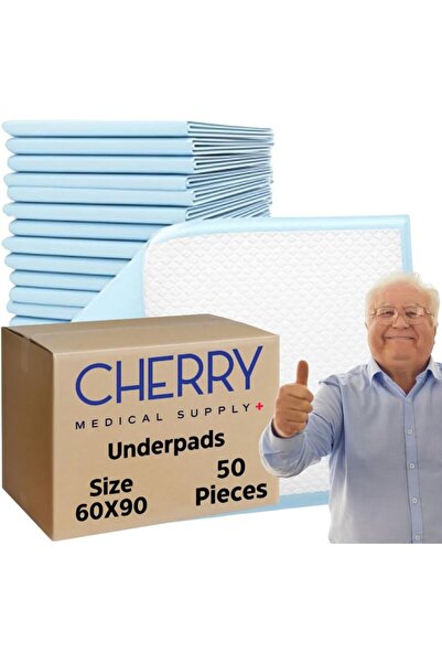 Cherry Medical Supply 50 قطعة معبأة في 5 أكياس 60 سم × 90 سم فوط صحية للاستخدام مرة واحدة كبيرة جدًا